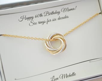 Petite gold necklace, 60th Birthday jewelry for mom, 6th Anniversary gift for wife, 60th Birthday gift for women, Birthday milestones