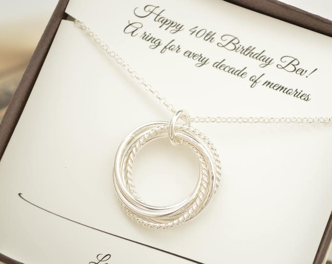 40th Birthday gift for women, 4 Interlocking rings necklace, 4th Anniversary gift, 4 Sisters gift, 4 Best friends necklace, Family of 4