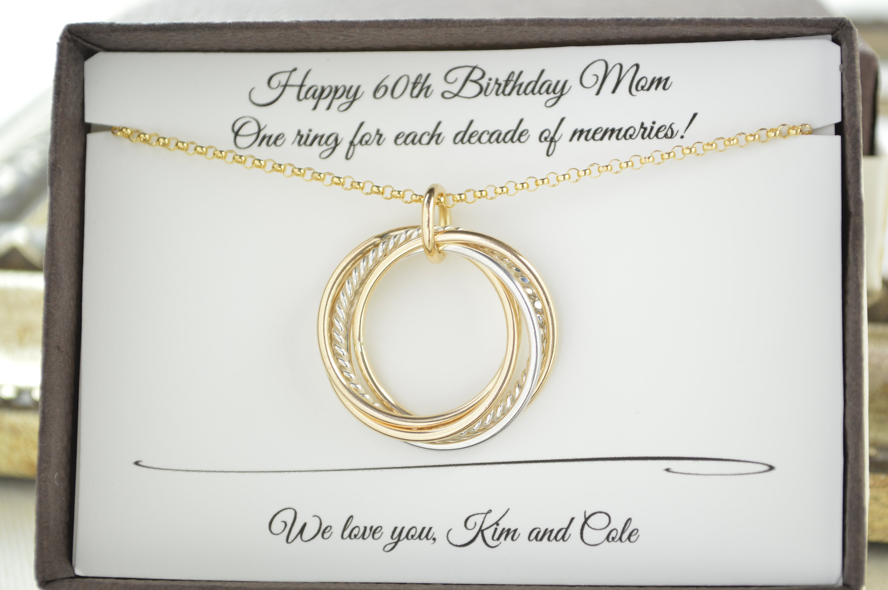 60th Birthday Gifts For Her 6 Rings For 6 Decades 60th Birthday Earrings 