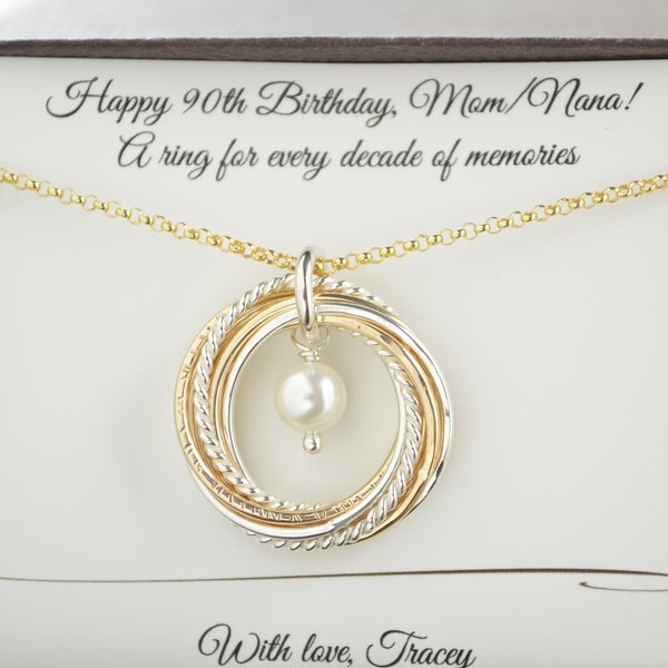 Regalo per il 90° compleanno per la mamma, 90° compleanno per la nonna, 90° traguardo, collana portafortuna di giugno, 9° anniversario, gioielli Birthstone