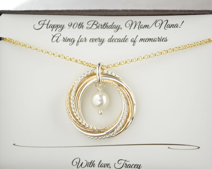 90th Birthday gift for mom, 90th Birthday for grandma, 90th Milestone, June birthstone necklace, 9th Anniversary, Birthstone Jewelry