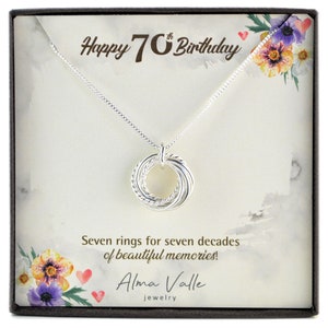 Cadeau du 70e anniversaire pour maman, collier 7 anneaux, bijoux du 70e anniversaire, cadeau du 70e anniversaire pour femme, collier du 70e anniversaire, collier délicat