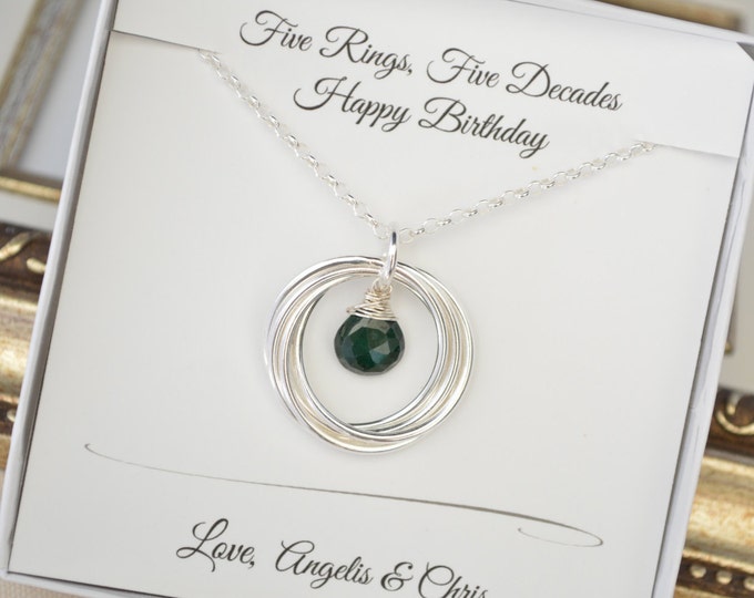 50th Birthday gift for wife, Emerald birthstone necklace, May birthstone necklace, 50th Birthday gift for women,5th Anniversary gift for her