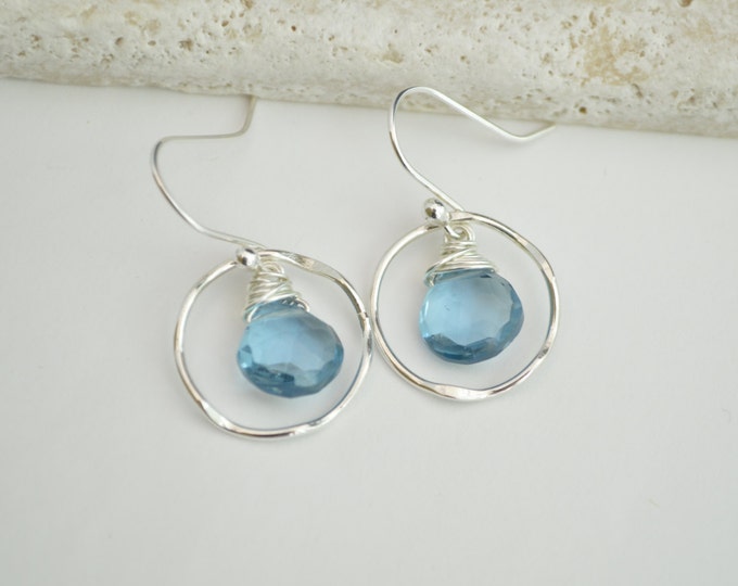 Blue Quartz Earrings Gemstone Earrings Blue Earrings September Blue quartz earrings gemstone earrings blue earrings september