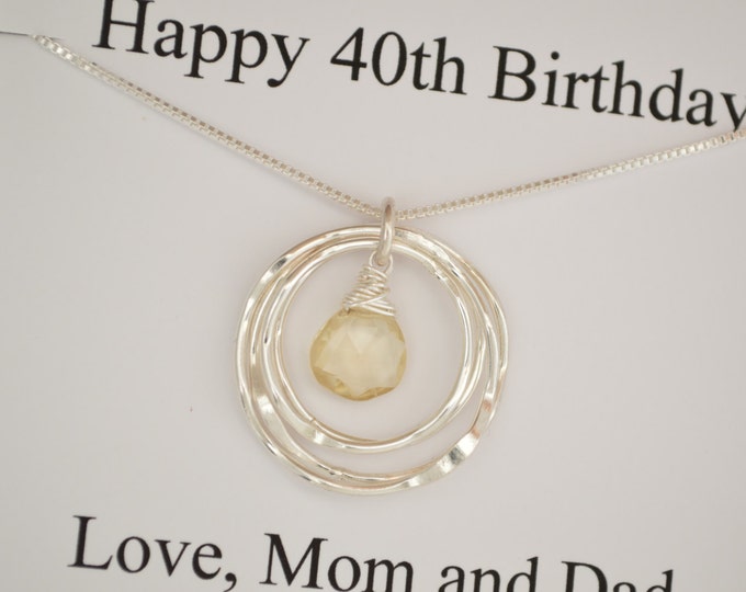 40th Birthday for her, Citrine Necklace, November Birthstone Necklace, 4th Anniversary gift for women, Sister Jewelry