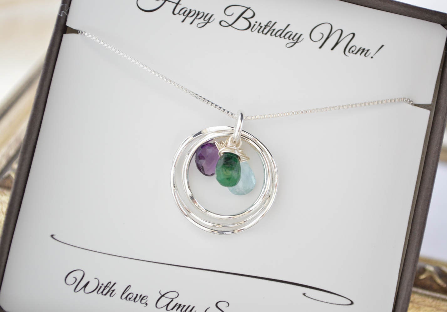 Custom Family Birthstone Necklace for Women, 1-10 Birthstones Jewelry, Gift  for Mom/Grandma/Her, Mother's Day Gift, Birthday Gift - GetNameNecklace
