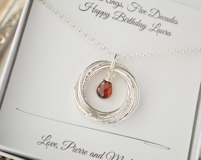 50th Birthday gift for wife, 50th Birthday gift for women, Garnet birthstone jewelry, January birthstone, Gift for mom, Sister necklace