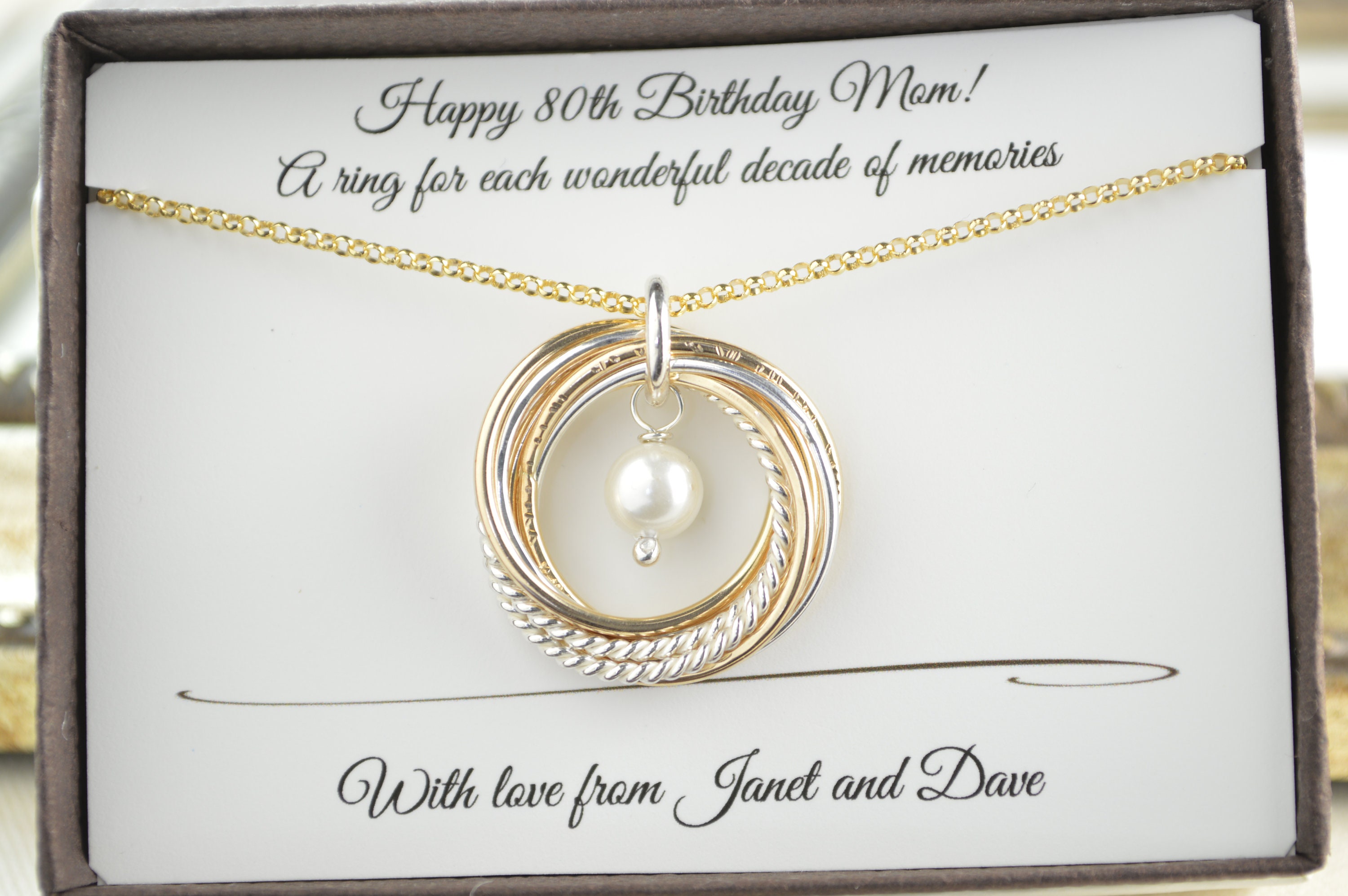 80th Birthday Jewelry for Mom Mixed Metals Necklace Gold - Etsy Australia