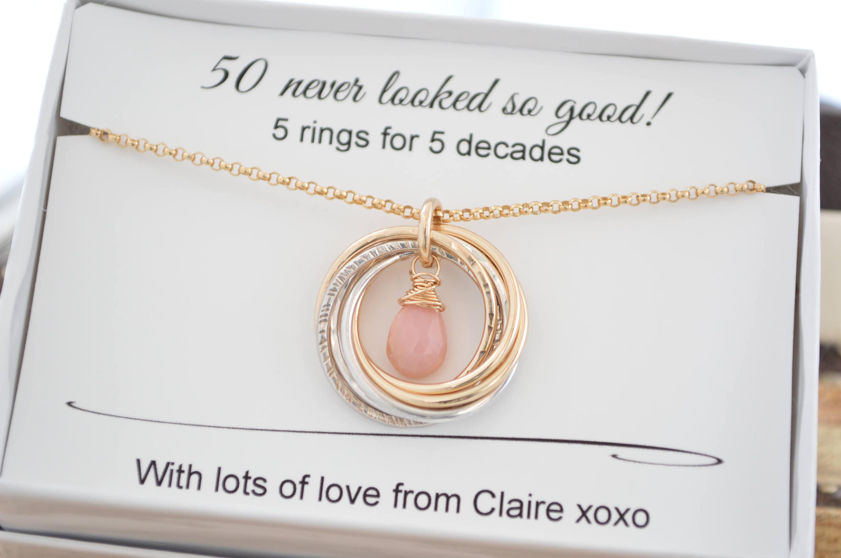 50th Birthday gift for mom, Gift for sister, 5th Anniversary gift women, October birthstone