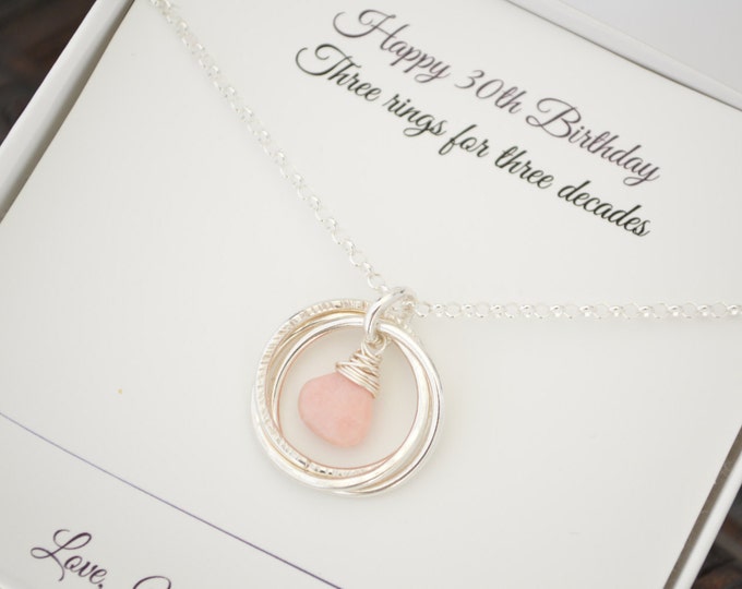 October birthstone necklace, 30th Birthday gift for her, 30th Birthday gift for her, Family of 3, Opal birthstone necklace, 3 Best friends