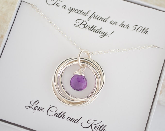 50th birthday gift for women, Gift for wife, 50th birthday gift for her, 5th Anniversary gift, Amethyst necklace ,Gift for mom and sister