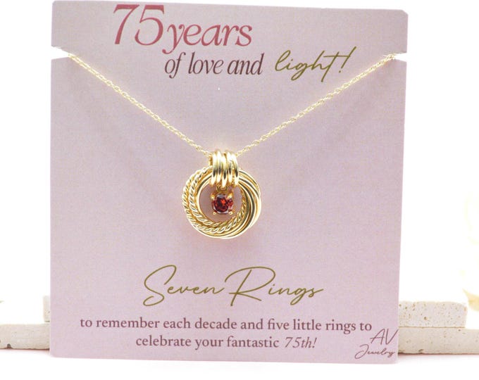 75th Birthday Gifts for Women, 75th Gold Necklace for Her, 75th Gift Ideas for Mom 75th Gift for Her,Gifts for Wife Gold Birthstone Necklace