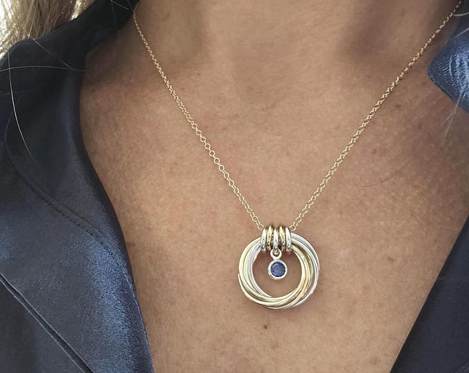 75th Birthday jewelry for women, 75th Birthday necklace for her, Birthstone necklace, 75th Birthday gift ideas, Gifts for 75th, Mixed metals