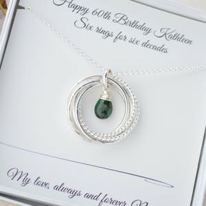 May birthstone necklace, 60th Birthday gift for mother necklace, Mother jewelry, Gift for mom, Mom Necklace, 6 Rings necklace,Sister jewelry