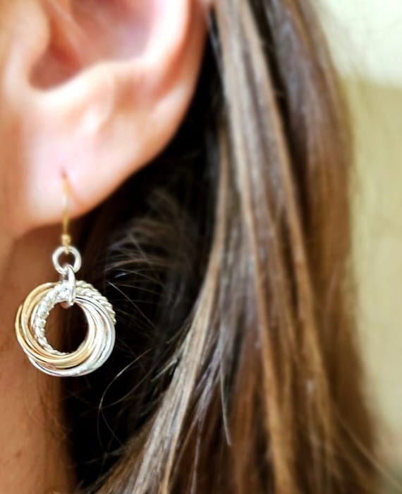 Collana a tre cerchi in argento sterling, collana di tre decadi