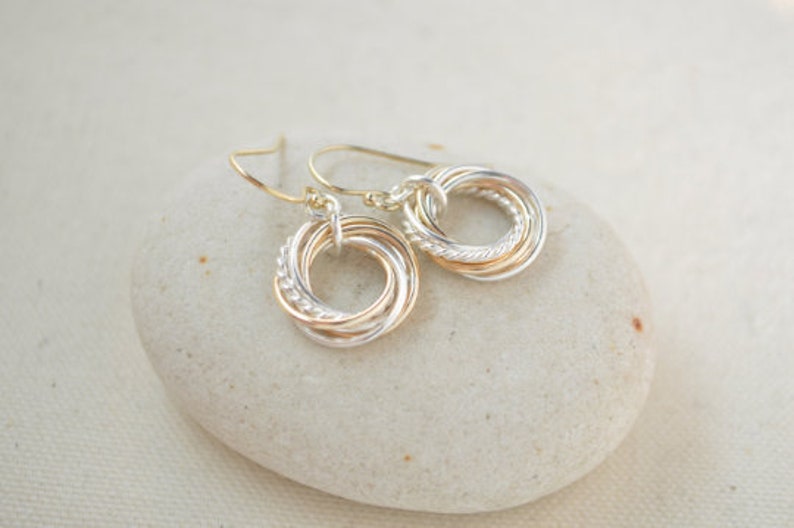 Five Mixed metals rings earrings 5th Anniversary gift image 1