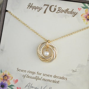 70-årspresent till mamma, 7-årsjubileumspresent till fru, 70-årspresent till kvinna, Halsband i blandad metall, Halsband med ädelstenar, Liten halsband