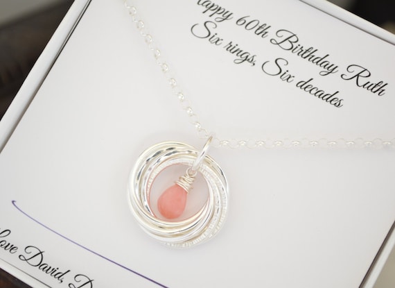 Pink Opal Necklace October Birthstone Necklace 60th Birthday