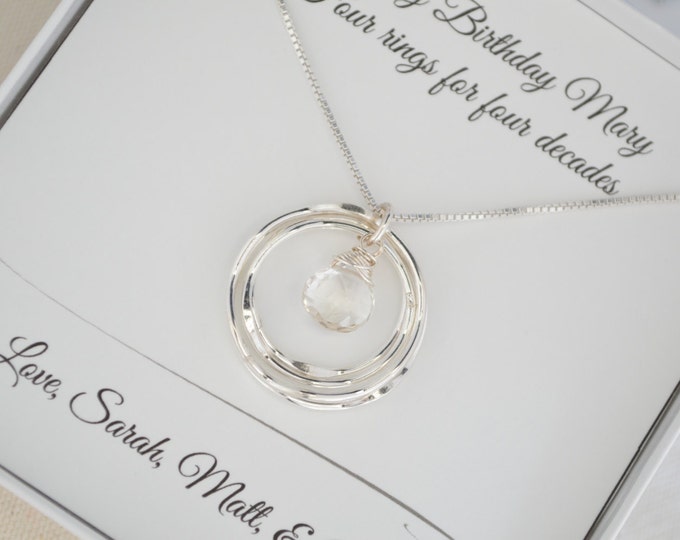 40th Birthday gift for wife, April birthstone necklace, Rock quartz necklace, 40th Birthday gift for her, Sister necklace, Best friend gift