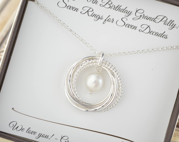70th Birthday gift for mom, 70th Birthday jewelry, 7th Anniversary gift for her, 70th for women, June Birthstone necklace, Milestone gift