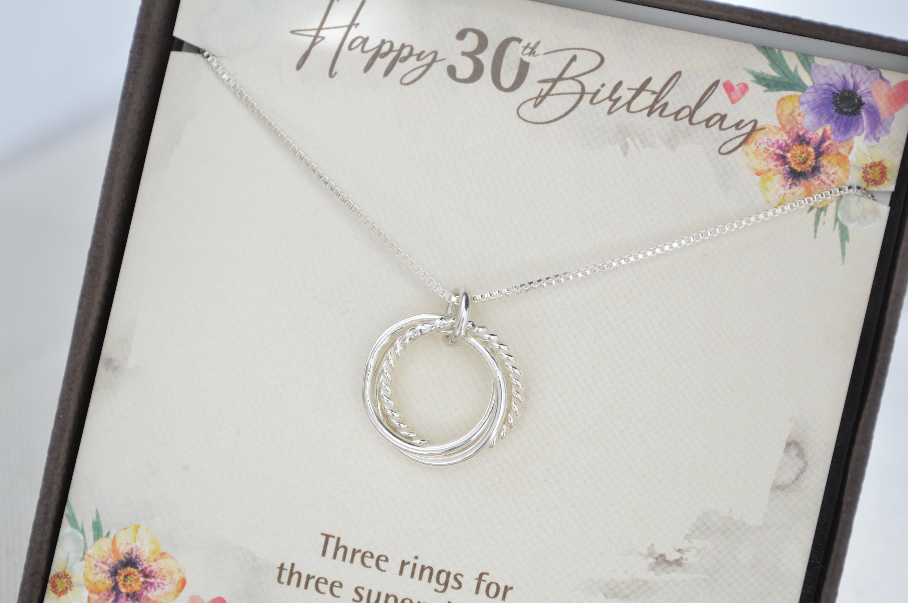 30th birthday for her 30th birthday gift friend 30 birthday for her 30 gift necklace 3 circle silver 3 decades birthday gift girlfriend