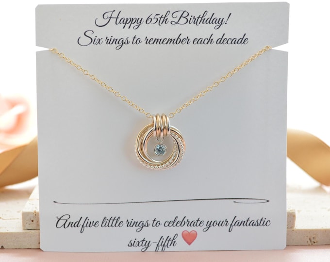 65th Birthday Gifts for Women, 65th Birthday Ideas for Her, 65th Gift for Mom, 65th Jewelry for Women, Small Gold and Silver Necklace
