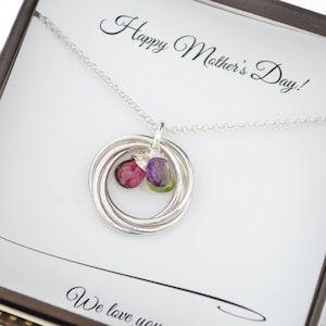 Mutter Geschenk, Muttertagsgeschenk, Halskette Geschenk für Mama, Birthstone Schmuck, Mütter Geburtsstein Halskette, Familienhalskette, 4-köpfige Familie