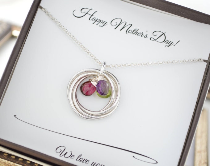 Mother gift, Mother's day gift, Necklace gift for mom, Birthstone jewelry, Mothers birthstone necklace, Family necklace, Family of 4