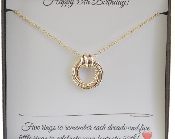55th Birthday Gifts for Women, 55th Necklace for Women, Milestone Gifts, Birthday Gifts for Her, Gold Necklace, 55th Ideas for Women