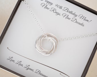 90th Birthday gift for mom, Gift for mother and grandmother necklace, 9th Anniversary, Jewelry for grandma and mom, Mom jewelry