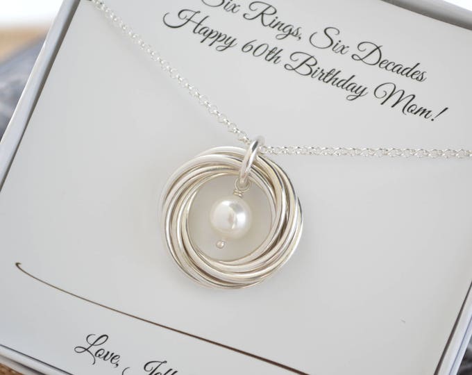 60th Birthday gift for mom and aunt necklace, 6th Anniversary gift for her, June birthstone necklace, Pearl jewelry, 50th Birthday for women