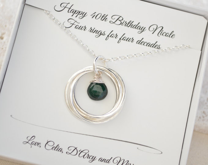 40th Birthday gift for women, May birthstone jewelry, May birthstone jewelry, Emerald necklace, Mother necklace,4th Anniversary gift for her