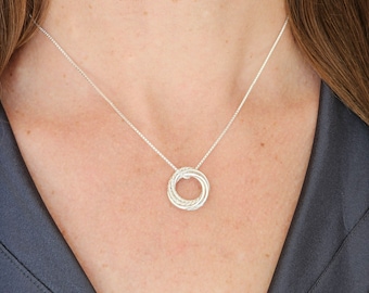50th Birthday jewelry for women, 5 Rings for 5 decades necklace, 50th Gifts for wife, Gift for 50 year old, Milestone gifts, Sterling Silver