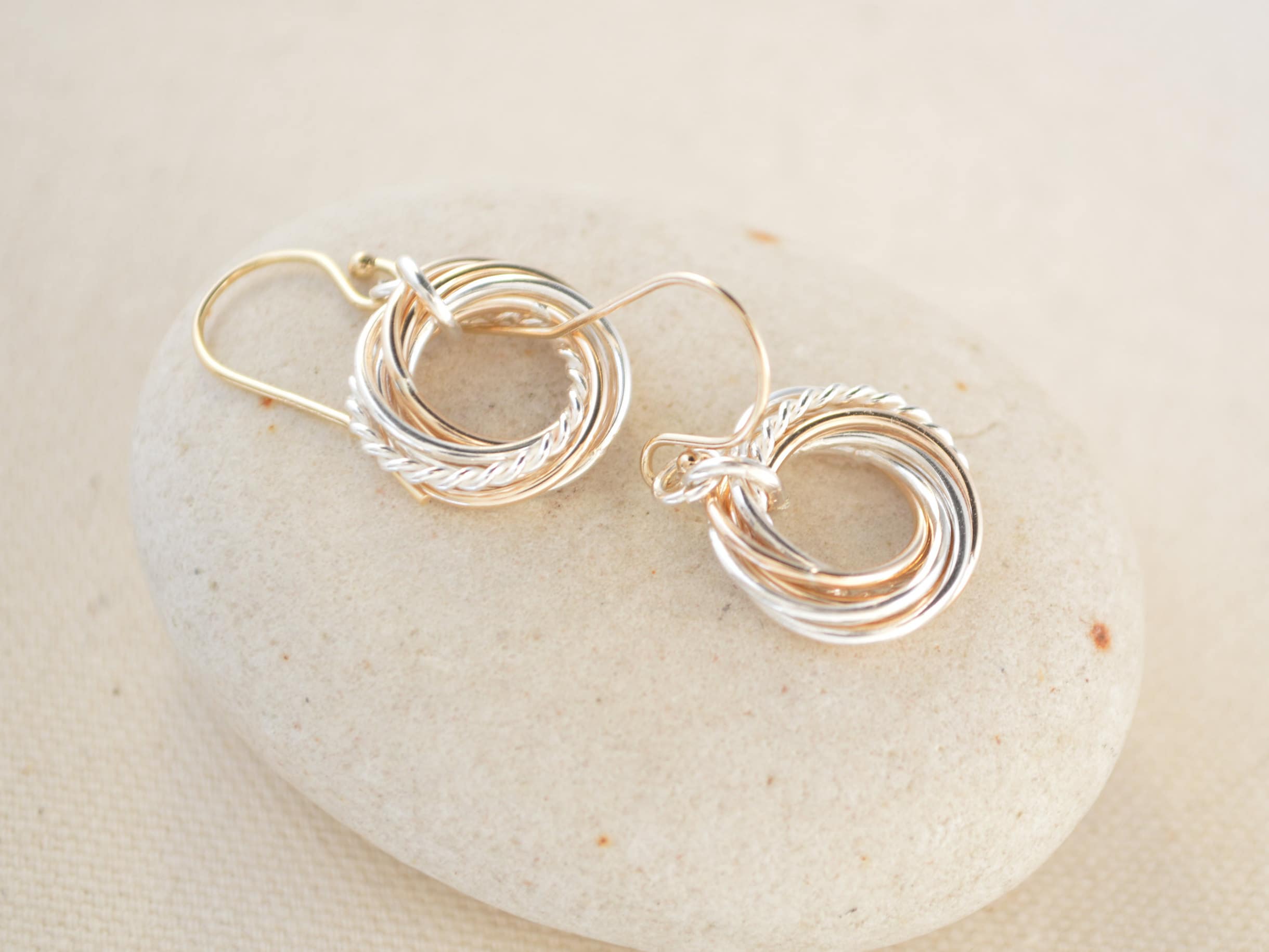 70th Birthday gift for mom, 7 Mixed metal interlocking