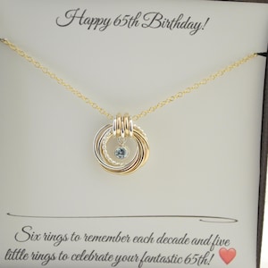 Cadeaux pour 65e anniversaire de femme, 65e idées d'anniversaire pour elle, 65e cadeau pour maman, 65e bijoux pour femme, petit collier en or et argent