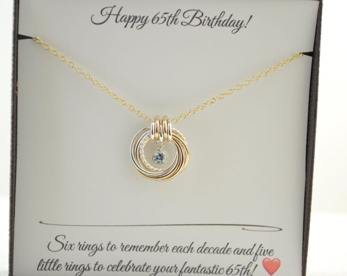 65th Birthday Gifts for Women, 65th Birthday Ideas for Her, 65th Gift for Mom, 65th Jewelry for Women, Small Gold and Silver Necklace
