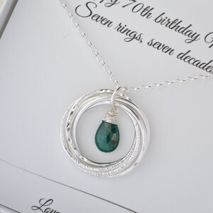 70th Birthday gift for mom and grandma, Emerald birthstone necklace, May birthstone necklace, 7th Anniversary gift for wife, Birthday gifts