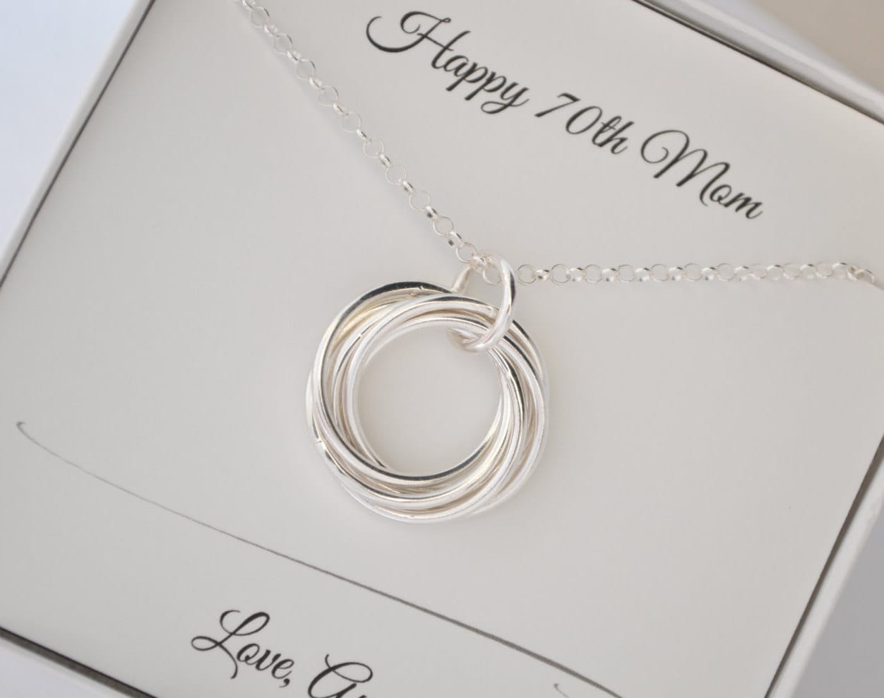 70th Birthday gift for mom and gradmom necklace, 7th