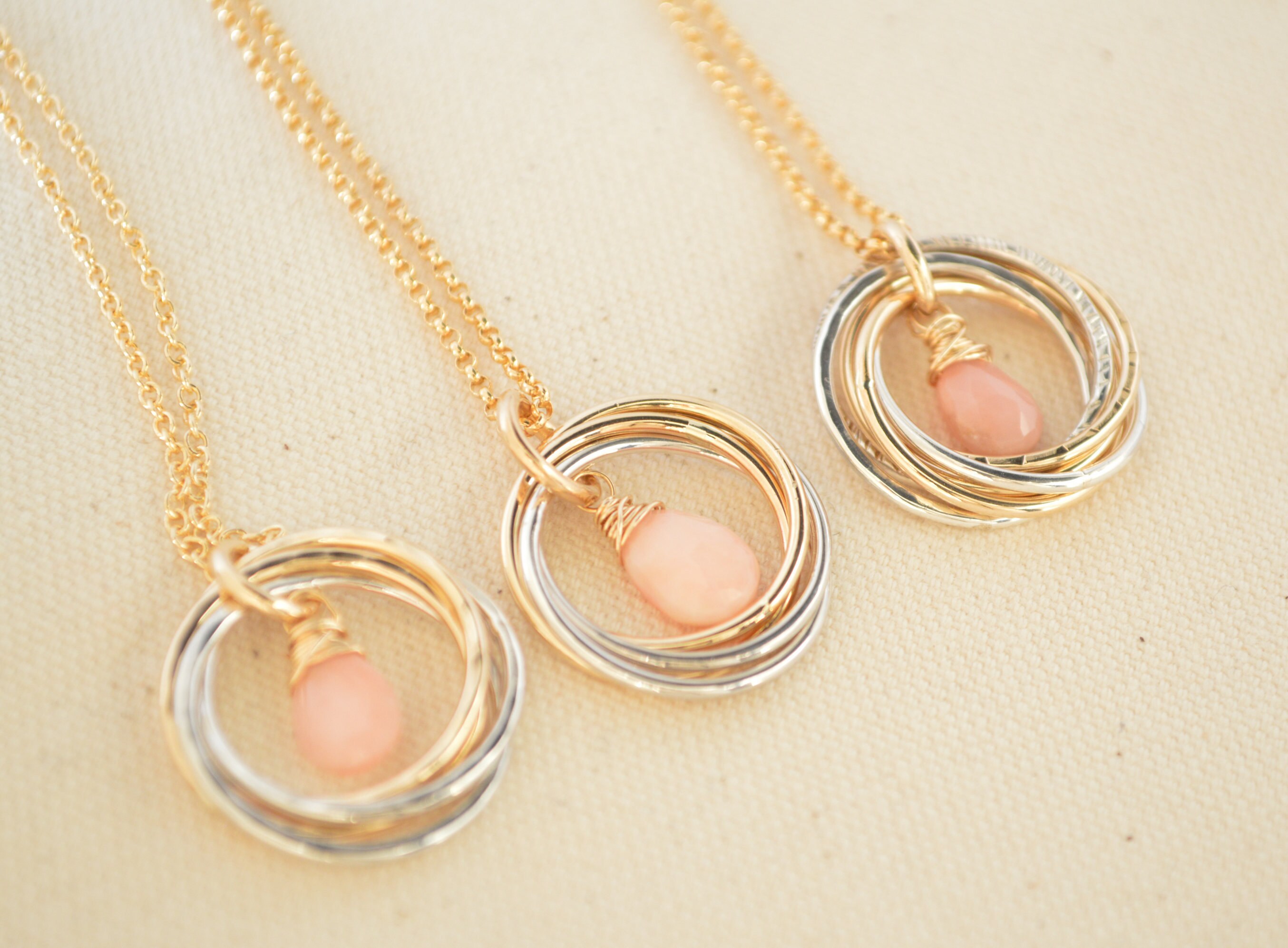 60th Birthday gifts for mom, 6 Rings necklace, 6th Anniversary gift, 60 