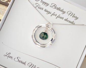 40th Birthday gift for wife, 40th Birthday gift for her, Emerald birthstone necklace, May birthstone necklace, Gift for sister, 4 Friends