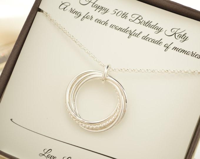 Engraved Russian Ring Necklace Sterling Silver