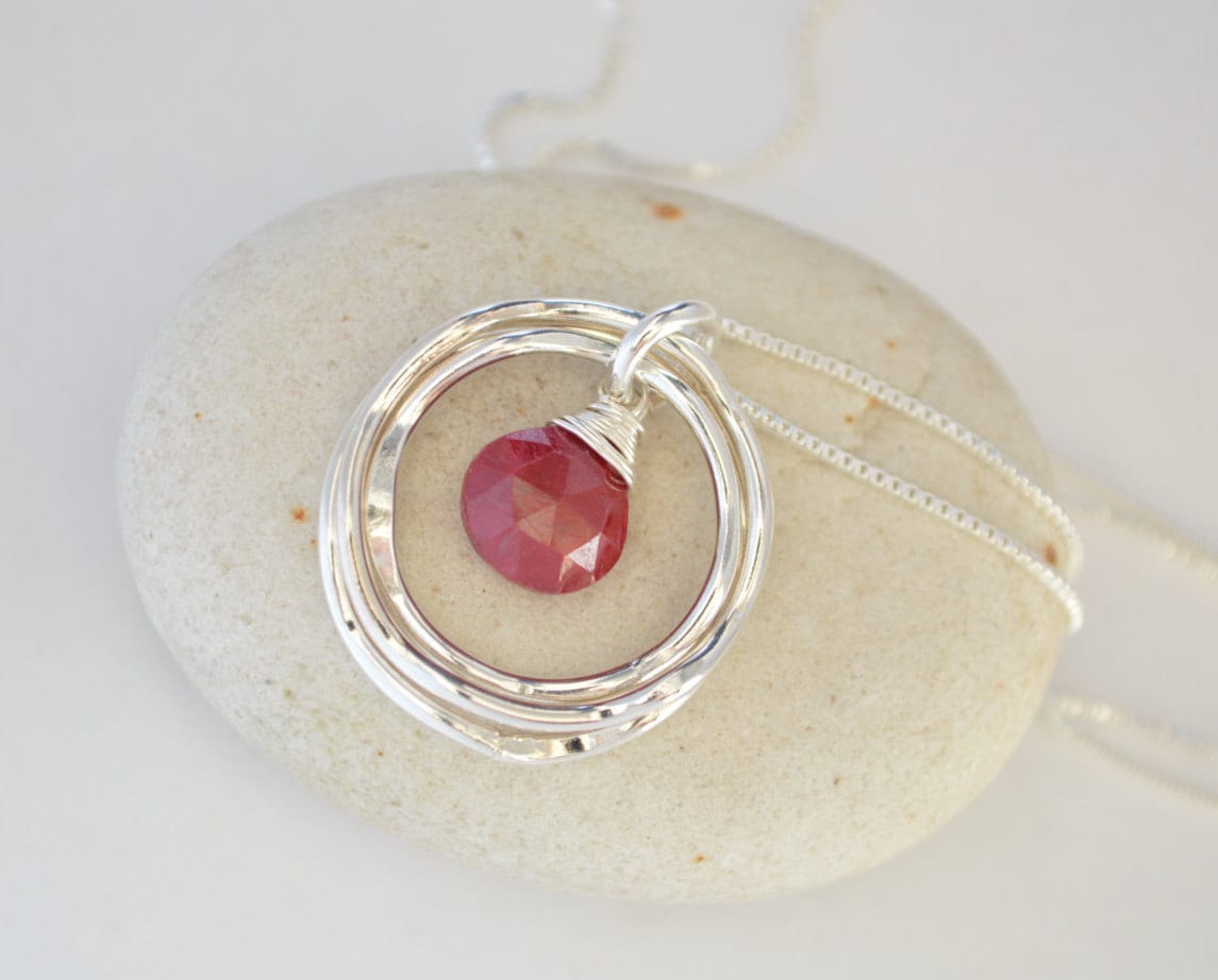 July birthstone necklace,40th birthday Gift, Ruby necklace, 4rd