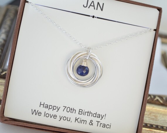 70th Birthday Gift for Grandma September Birthstone Necklace
