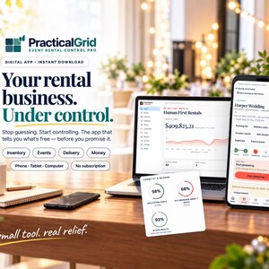 Event Rental Control Pro App, Inventory, Bookings, Payments (Digital Download)