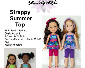 Strappy Summer Top PDF Pattern for 14" and 14.5" Dolls Such as Hearts for Hearts Girls and WellieWishers