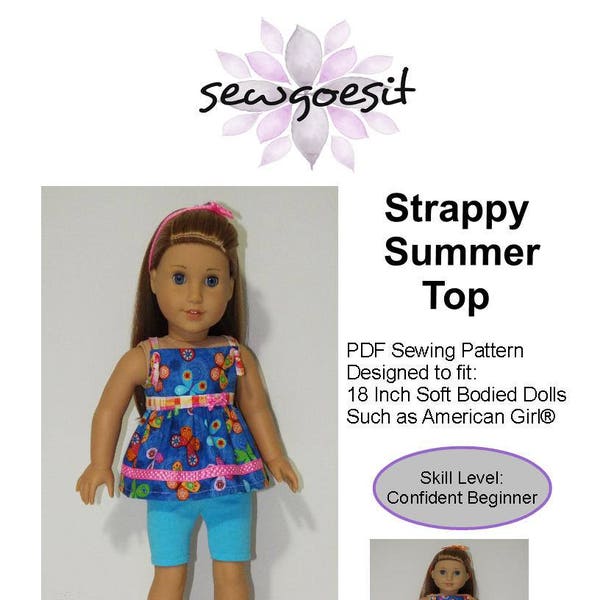 Strappy Summer Top PDF Pattern for 18" Soft Body Dolls such as American Girl