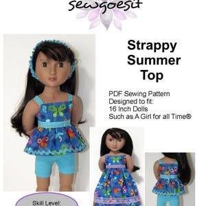 Strappy Summer Top PDF Pattern for 16 inch dolls such as A Girl For All Time
