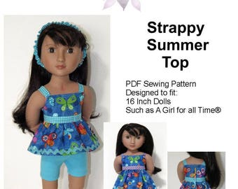 Strappy Summer Top PDF Pattern for 16 inch dolls such as A Girl For All Time