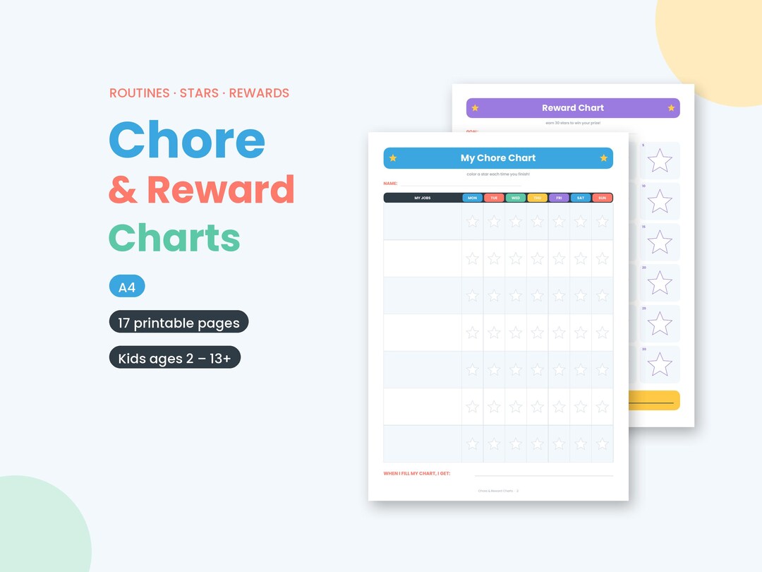 Kids Chore Chart Printable | Reward Chart, Morning & Bedtime Routine ...