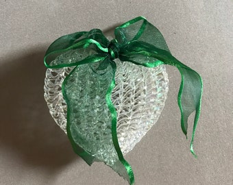 Vintage Spun Glass Heart Ornament